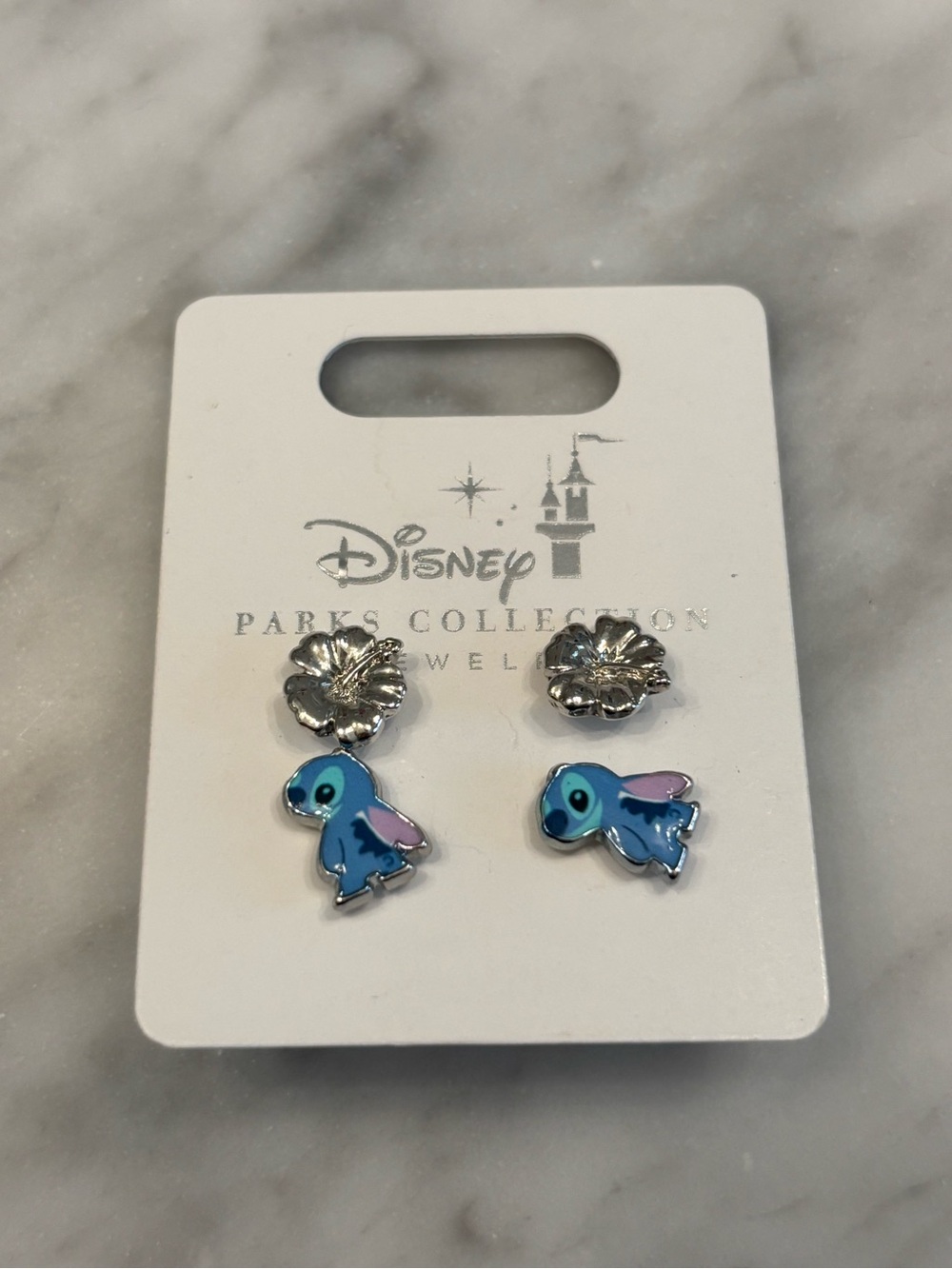 Disney Parks Collection Blue Stitch Flower Stud Earring Set